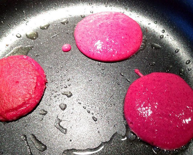 Pink Pancakes Cooking