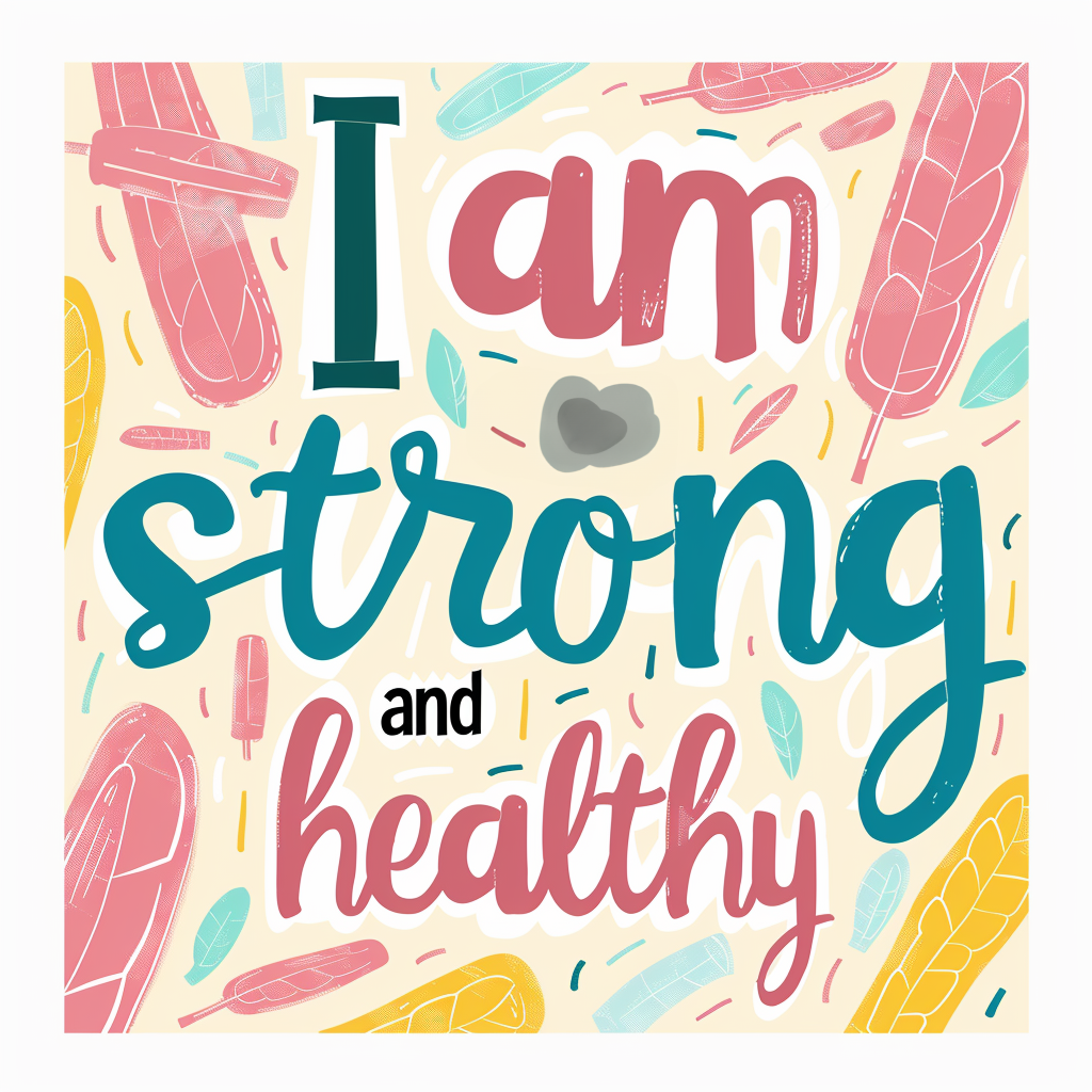 acid reflux affirmation. text reads: I am strong and healthy